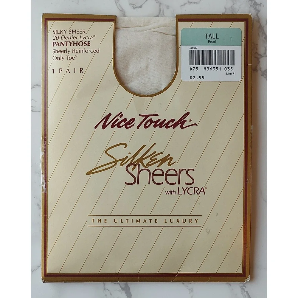 Nice Touch Silken Sheers Control Top Pantyhose Size Tall Pearl A4